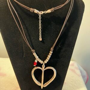 Authentic UNO de 50 heart necklace on leather chain